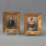 Anónimo, Lote de 2 retratos miniatura, Técnica mixta