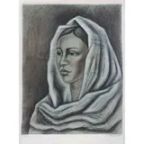 Mujer con rebozo blanco by Raúl Anguiano, Litografía 40 / 150, offered Jan 2023