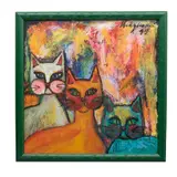 Bonnie Stanglmaier, Caritas de gatos, Mixta sobre tela