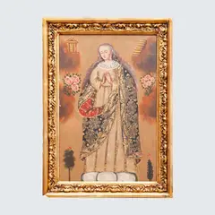 Virgen María, ESCUELA CUZQUEÑA, SIGLO XX, Óleo sobre tela