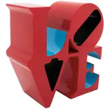 Robert Indiana, LOVE, rojo, azul y verde, Escultura en polipiedra policromada 031 / 500, edición posterior de Editions Studio