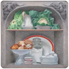 Lauro López, Alacena con pan, Óleo sobre tela
