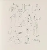Konrad Klapheck, Meine Gegenstände, 1971, Offsetlithografie auf Karton