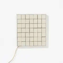 Rolf Glasmeier, Auktion 422, Los 662, 1973, Mischtechnik (49 Lichtschalter auf Hartfaserplatte, in Holzrahmen). Elektrifiziert