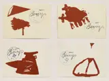 Konvolut von 4 Postkarten (Aus: "Zeichen für den Braunraum") by Joseph Beuys, 1984, Jeweils: Farboffset auf Karton, sold Feb 2019