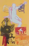 Portrait of Merce by Robert Rauschenberg, 1984, Farbserigrafie, Pochoir und Handkolorierung auf Stoff auf auf Velin, sold Feb 2020