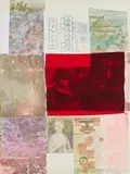 From the Seat of Authority by Robert Rauschenberg, 1979, Offsetlithografie über Stoff, collagiert auf Velin, sold Apr 2020