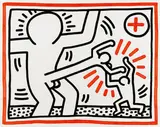 Keith Haring, Aus: "Three Lithographs", 1985, Farblithografie auf BFK RIVES FRANCE (Wasserzeichen)
