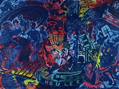"Heuler" by Jörg Immendorff, 1984, Farblinolschnitt auf Leinwand, sold Dec 2020