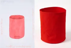 Franz Erhard Walther, Säulenfragment Kopfform, 1981/98, 1 Objekt aus rotem Stoff und 1 Werkzeichnung