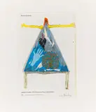 Auktion 422, Los 644 by Tone (Anton Fink) Fink, 1982, Übermalte Collage auf Buchseiten, sold Dec 2018
