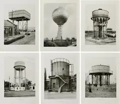 Bernd und Hilla Becher, Sechs Wassertürme, 1976, Serie von 6 Offsetlithografien auf glattem Papier
