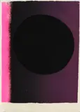 Rupprecht Geiger, Dunkles Rund in schwarz-rotem Feld/schwarz - schwarzrot - leuchtrot, 1964, Farbserigrafie auf Velin