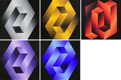 Victor Vasarely, Konvolut von 5 Serigrafien, 1970, Jeweils: Farbserigrafie auf Karton
