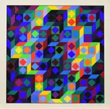 Victor Vasarely, Ohne Titel (Aus: "Hommage à la Hexagone"), 1969, Farbserigrafie auf Karton