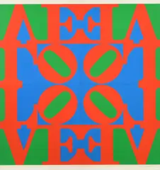 Robert Indiana, Love Wall (Love Frieze), 1967, 4 Farbserigrafien auf Karton, verso aneinander montiert
