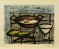 Stillleben by Bernard Buffet, 1955, Farblithografie auf Velin, sold Jan 2019