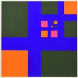 Richard Paul Lohse, 4 Kreuzgruppen verbunden, 1968, Farbserigrafie auf Karton