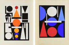 Auguste Herbin, Konvolut von 2 Serigrafien, Farbserigrafie auf Velin
