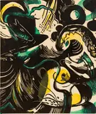 Franz Marc, Schöpfungsgeschichte II, 1914/1921, Farbholzschnitt auf Japan