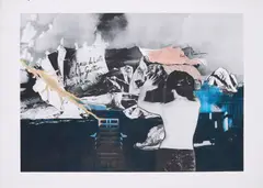 Sarah Schumann, Turbulenzen (Ursula Lefkes), 1979, Farboffset, handkoloriert auf leichtem Karton