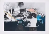 Sarah Schumann, Turbulenzen (Ursula Lefkes), 1979, Farboffset, handkoloriert auf leichtem Karton