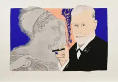 Sarah Schumann, Sigmund Freud und die Göttin Artemis, 1998, Serigrafie auf BFK RIVES (Wasserzeichen)