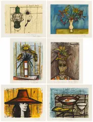 Bernard Buffet, Douze Aquarelles 1949-1960, 1960, Kassette mit 12 Heliogravuren und Pochoir