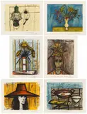 Bernard Buffet, Douze Aquarelles 1949-1960, 1960, Kassette mit 12 Heliogravuren und Pochoir