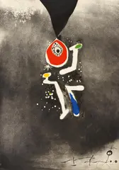 Berenar a les roques by Joan Miró, 1974, Farbige Aquatintaradierung auf Arches (Wasserzeichen), sold May 2019