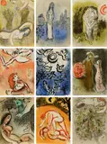 Konvolut von 18 Lithografien (Aus: "Dessins pour la Bible") by Marc Chagall, 1969, Jeweils: Farblithografie auf Velin, sold Jan 2020