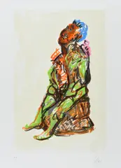 Ohne Titel by Markus Lüpertz, Farbserigrafie über Farbaquatinta auf Karton, sold Aug 2019