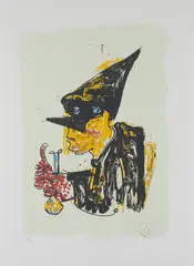 Ohne Titel by Markus Lüpertz, Farblithografie auf Velin, sold Feb 2020