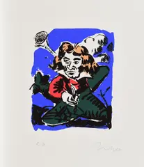 Beethoven by Jörg Immendorff, 1997, Farbserigrafie auf Bütten, sold Apr 2019