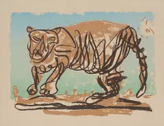 Tiger by Markus Lüpertz, Farblithografie auf Bütten, sold Feb 2020