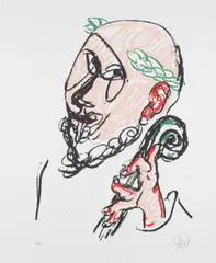 Ohne Titel by Markus Lüpertz, Farblithografie auf Velin, sold Nov 2023
