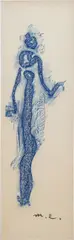 Maximiliana-Figur by Max Ernst, 1965, frottage and oil crayon on cardboard, sold Oct 2021
