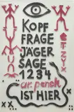 Kopf, Frage, Jäger, Sage, 1,2,3,4 A.R. Penck ist hier by A. R. Penck, 1996, acrylic on glass, sold Oct 2021