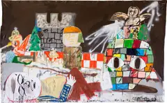 Eddie Martinez, Untitled, 2007, oil, oil stick and spray paint on unstretched canvas