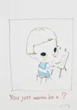 Yoshitomo Nara, You Just Wanna Be A ?, 1996, graphite and coloured pencil on paper