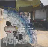 Joana Choumali, ÇA VA ALLER 1, 2018, wool embroidery and photographic print on canvas