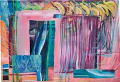 Kristy M Chan, Weather Going Bananas, 2021, oil and canvas collage on canvas
