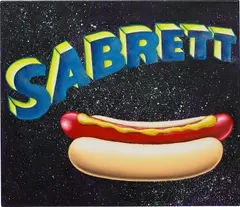 Sabrett by Kenny Scharf, 2008, glitter and oil on canvas, sold Dec 2021