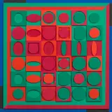 Victor Vasarely, E-VERT-ROUGE, 1964, acrylic on wood relief on panel