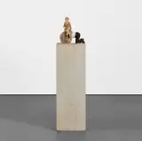 Stephan Balkenhol, Frau auf Schneckenhaus (Woman Sitting on a Snailshell), 1997, painted wood