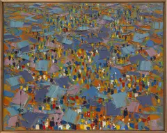 Untitled by Ablade Glover, 1990, oil on canvas, in artist's frame, sold Dec 2021