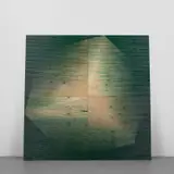 Michael DeLucia, To Be Titled (Green Cube), 2012, enamel on plywood, in 2 parts
