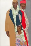 Serge Attukwei Clottey, Fashion icons, 2020-2021, oil and duct tape on cork board