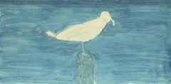 White Gull Resting by Milton Avery, 1963, oil on canvasboard, sold Oct 2021