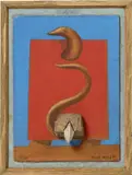 Max Ernst, Matin et soir, 1930, oil and pyrometric watch on wood, in artist's frame